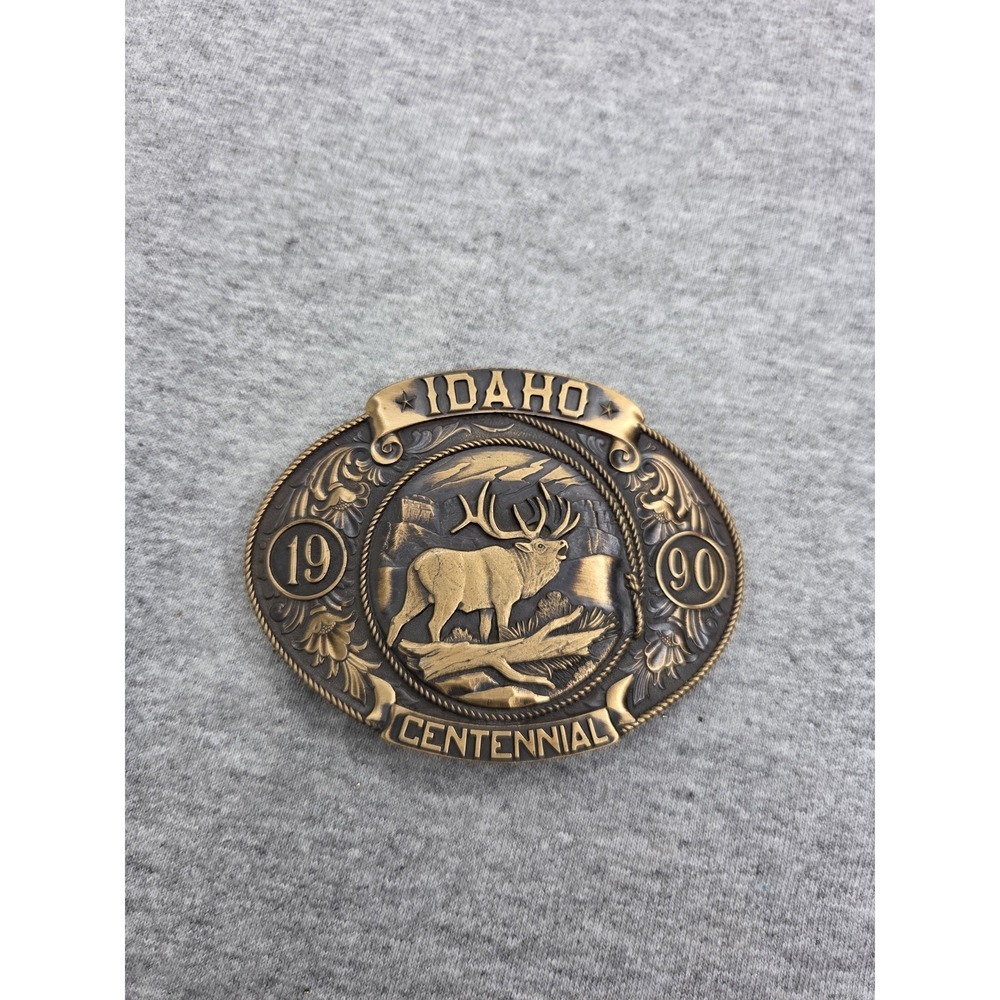 Vintage Rare 1990 Idaho Centennial Elk Treasure State Foundry Large Belt Buckle